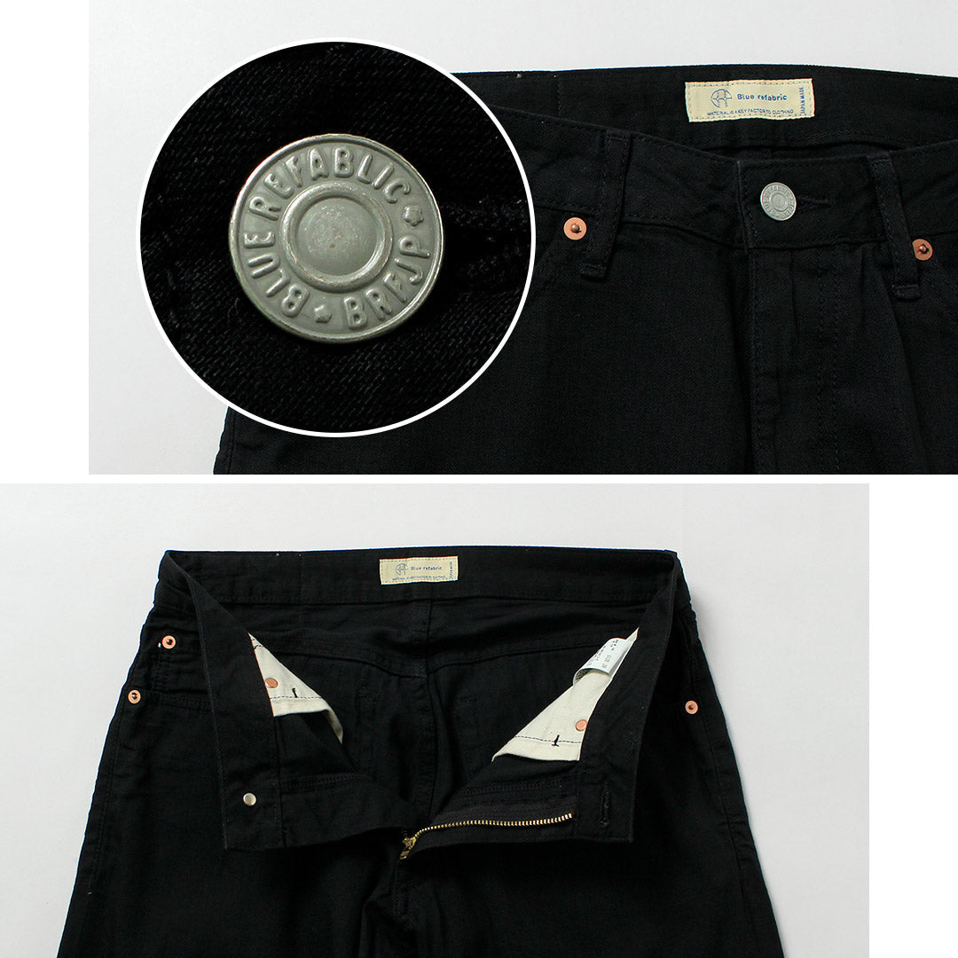 Blue refabric(ブルーリファブリック) 8oz セミワイドテーパード 5Pブラックジーンズ 日本製
