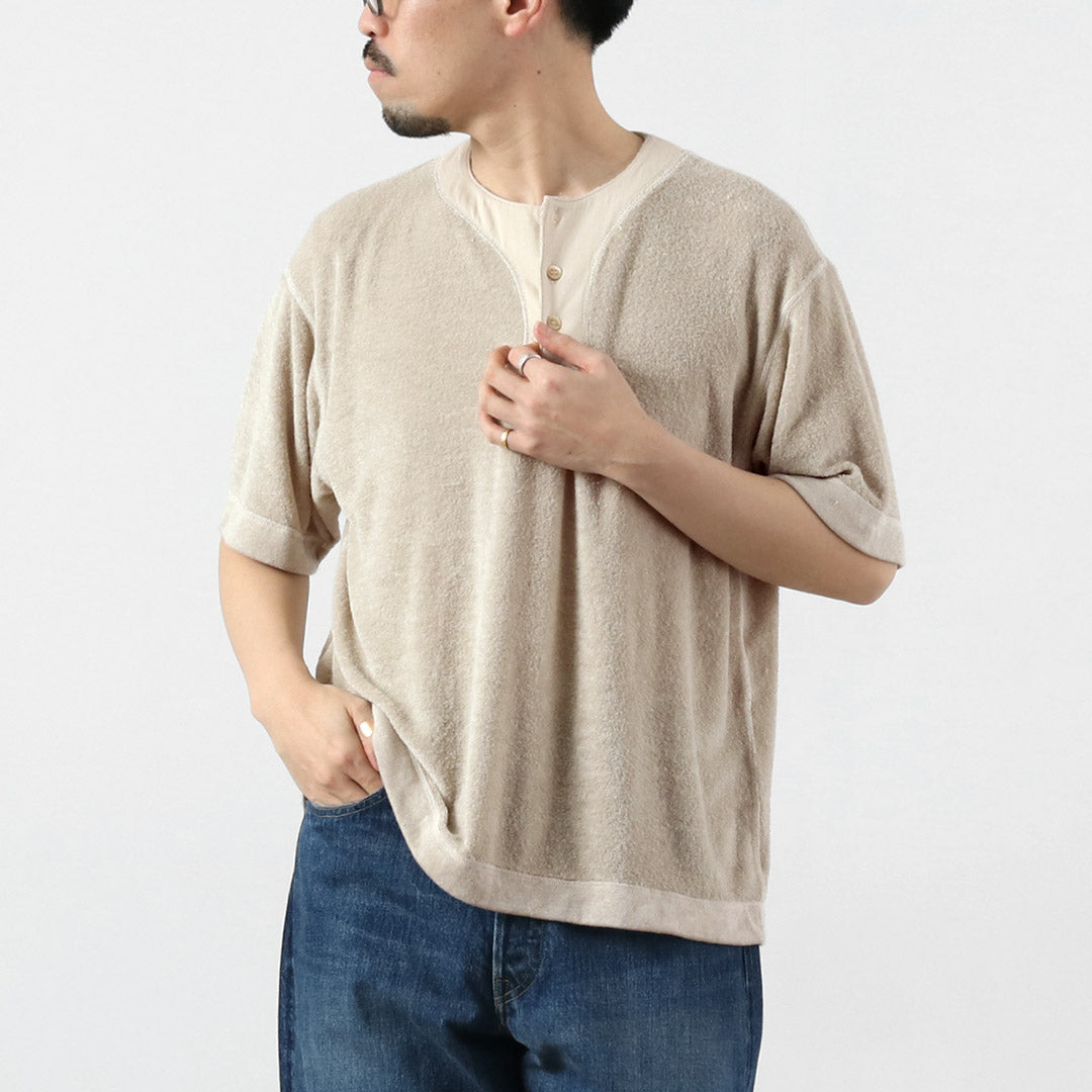KEMA DESIGNS(ケマデザインズ) リネンパイル オフセット ヘンリーネックTシャツ 日本製