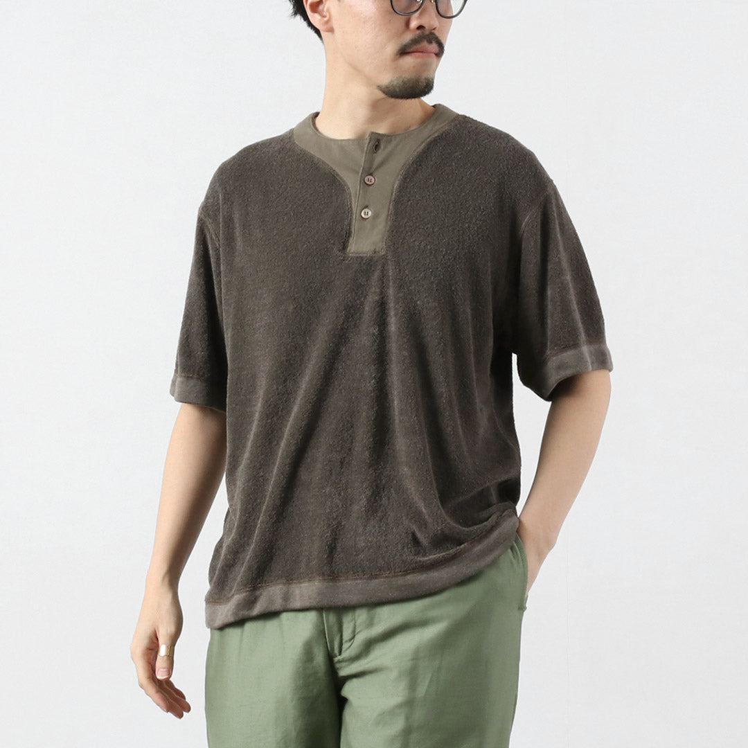 KEMA DESIGNS(ケマデザインズ) リネンパイル オフセット ヘンリーネックTシャツ 日本製