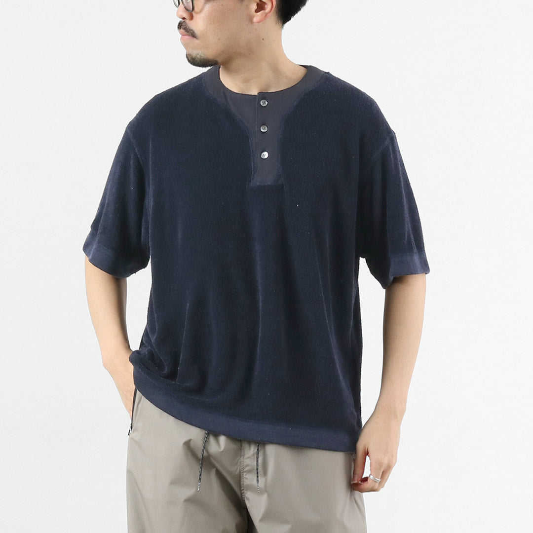 KEMA DESIGNS(ケマデザインズ) リネンパイル オフセット ヘンリーネックTシャツ 日本製