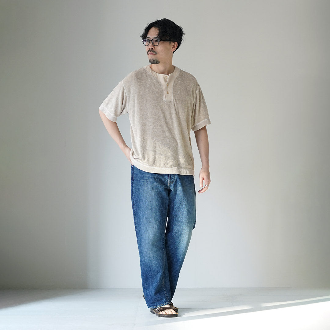 KEMA DESIGNS(ケマデザインズ) リネンパイル オフセット ヘンリーネックTシャツ 日本製