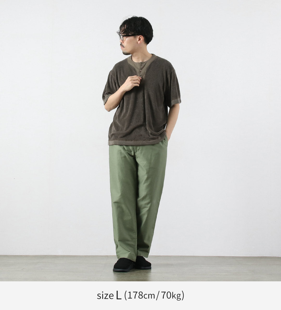 KEMA DESIGNS(ケマデザインズ) リネンパイル オフセット ヘンリーネックTシャツ 日本製