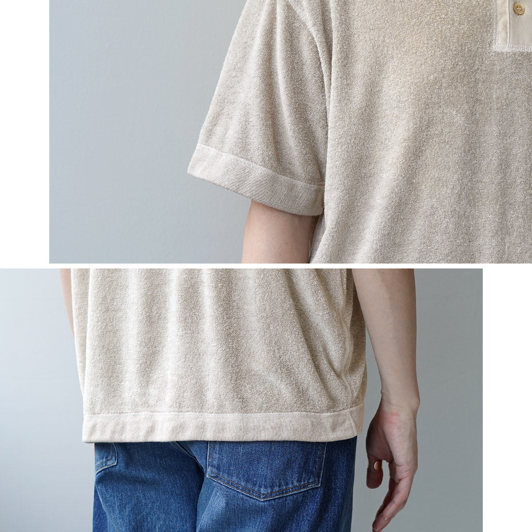 KEMA DESIGNS(ケマデザインズ) リネンパイル オフセット ヘンリーネックTシャツ 日本製