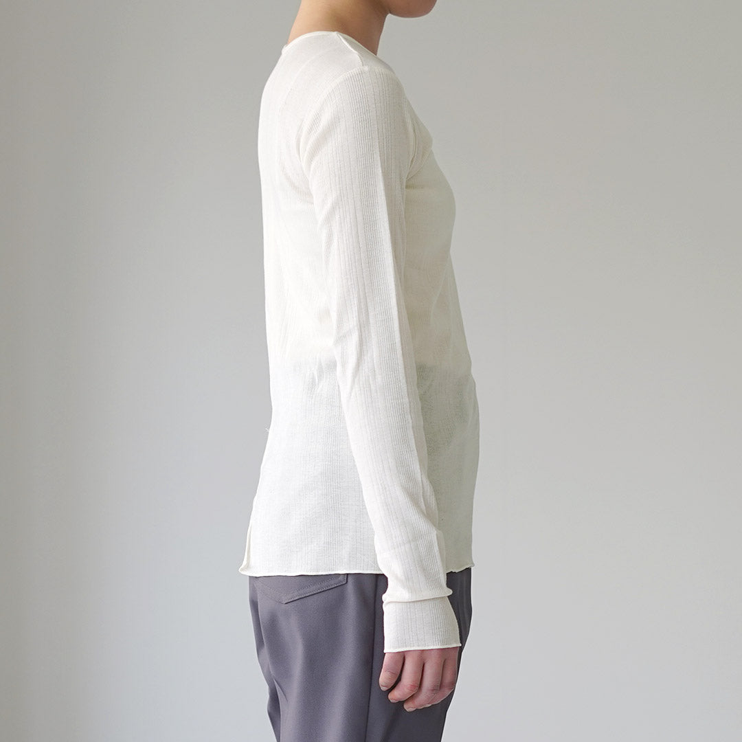 TUMUGU(ツムグ) スフレランダムテレコ クルーネック ロングスリーブ Tシャツ 日本製