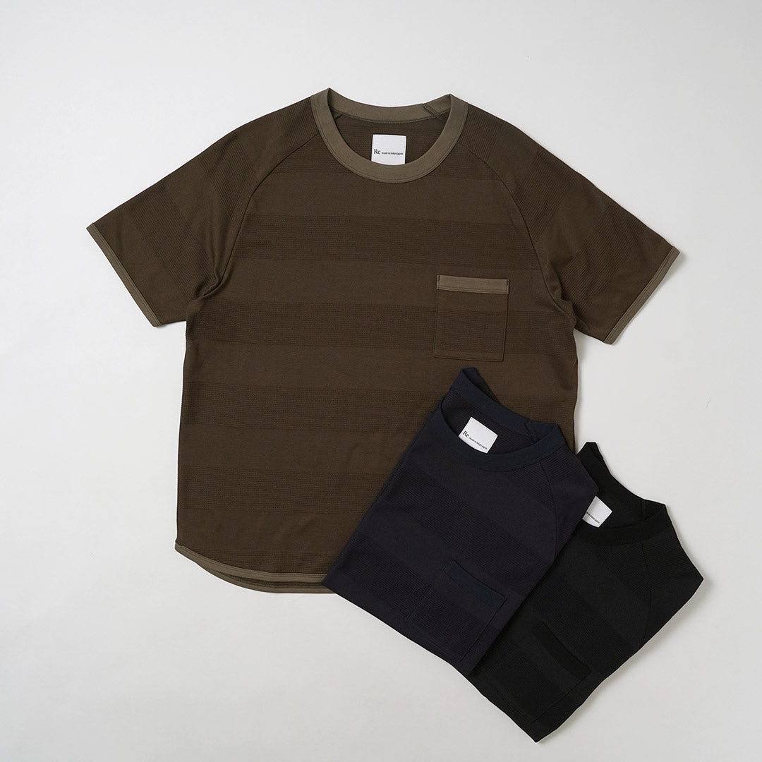 RE MADE IN TOKYO JAPAN(アールイーメイドイントウキョウジャパン) ジャガード ボーダーニットTシャツ Cool Max 日本製