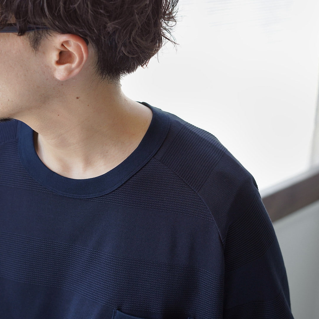 RE MADE IN TOKYO JAPAN(アールイーメイドイントウキョウジャパン) ジャガード ボーダーニットTシャツ Cool Max 日本製