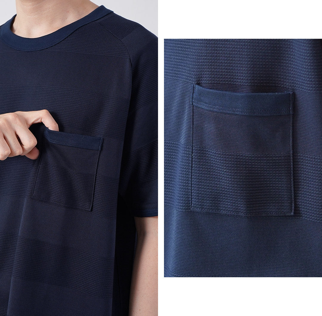 RE MADE IN TOKYO JAPAN(アールイーメイドイントウキョウジャパン) ジャガード ボーダーニットTシャツ Cool Max 日本製