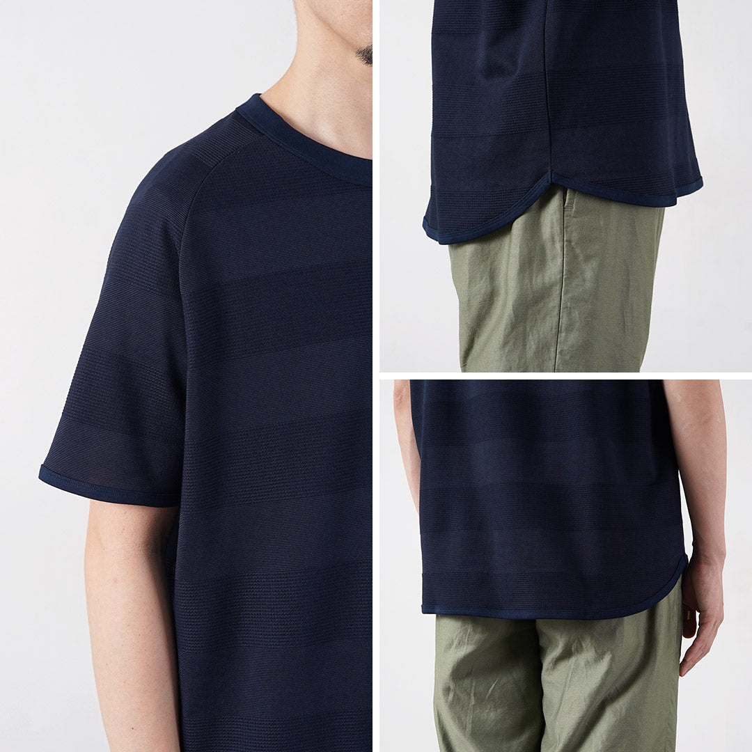 RE MADE IN TOKYO JAPAN(アールイーメイドイントウキョウジャパン) ジャガード ボーダーニットTシャツ Cool Max 日本製