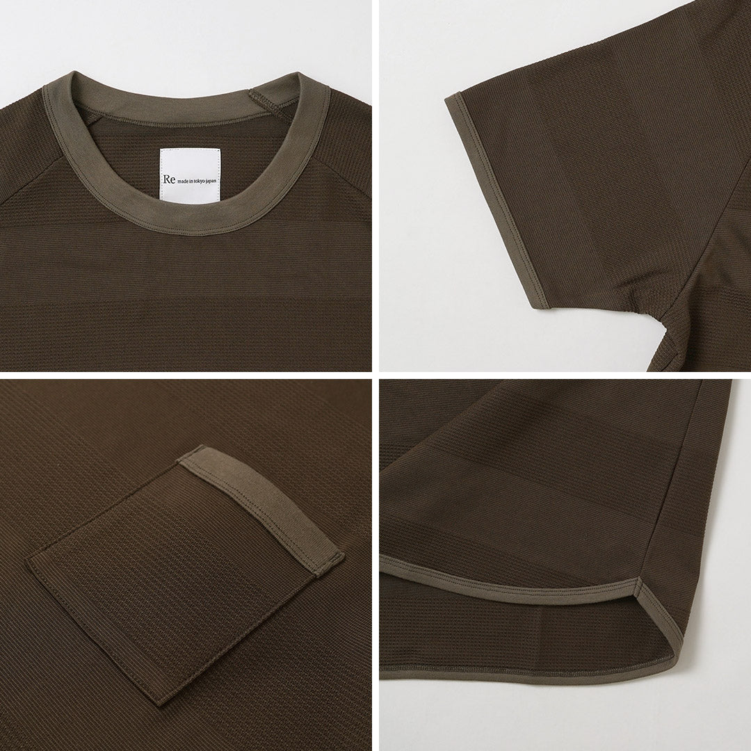 RE MADE IN TOKYO JAPAN(アールイーメイドイントウキョウジャパン) ジャガード ボーダーニットTシャツ Cool Max 日本製