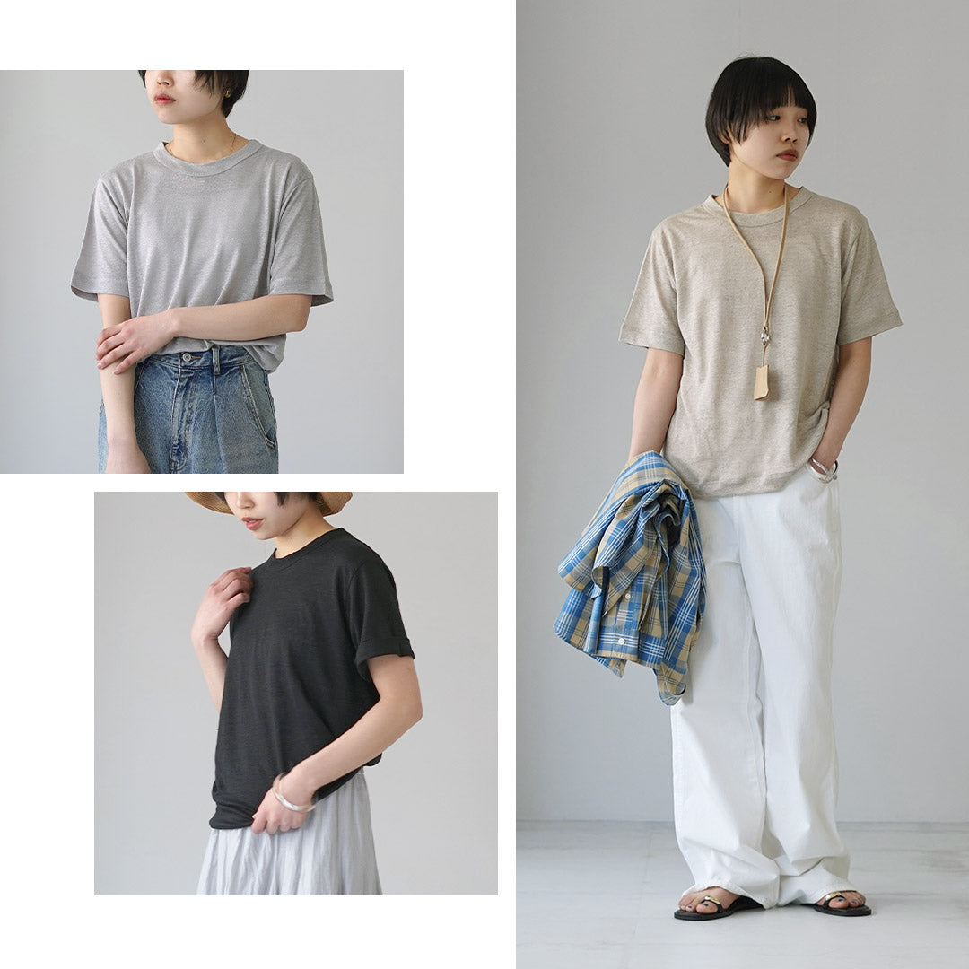 MAO MADE(マオメイド) ベルギーリネン ハーフスリーブ スタンダードTシャツ 日本製
