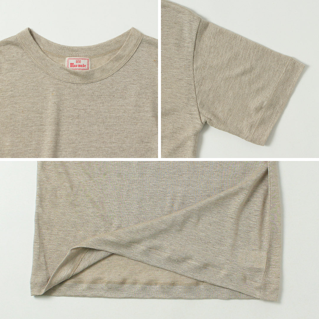 MAO MADE(マオメイド) ベルギーリネン ハーフスリーブ スタンダードTシャツ 日本製