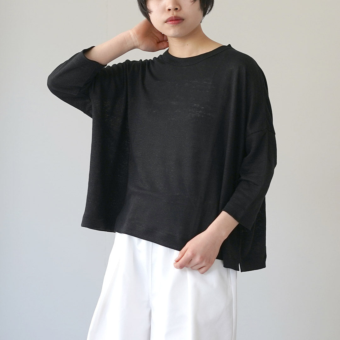 MAO MADE(マオメイド) ベルギーリネン 7分袖 ワイドTシャツ 日本製
