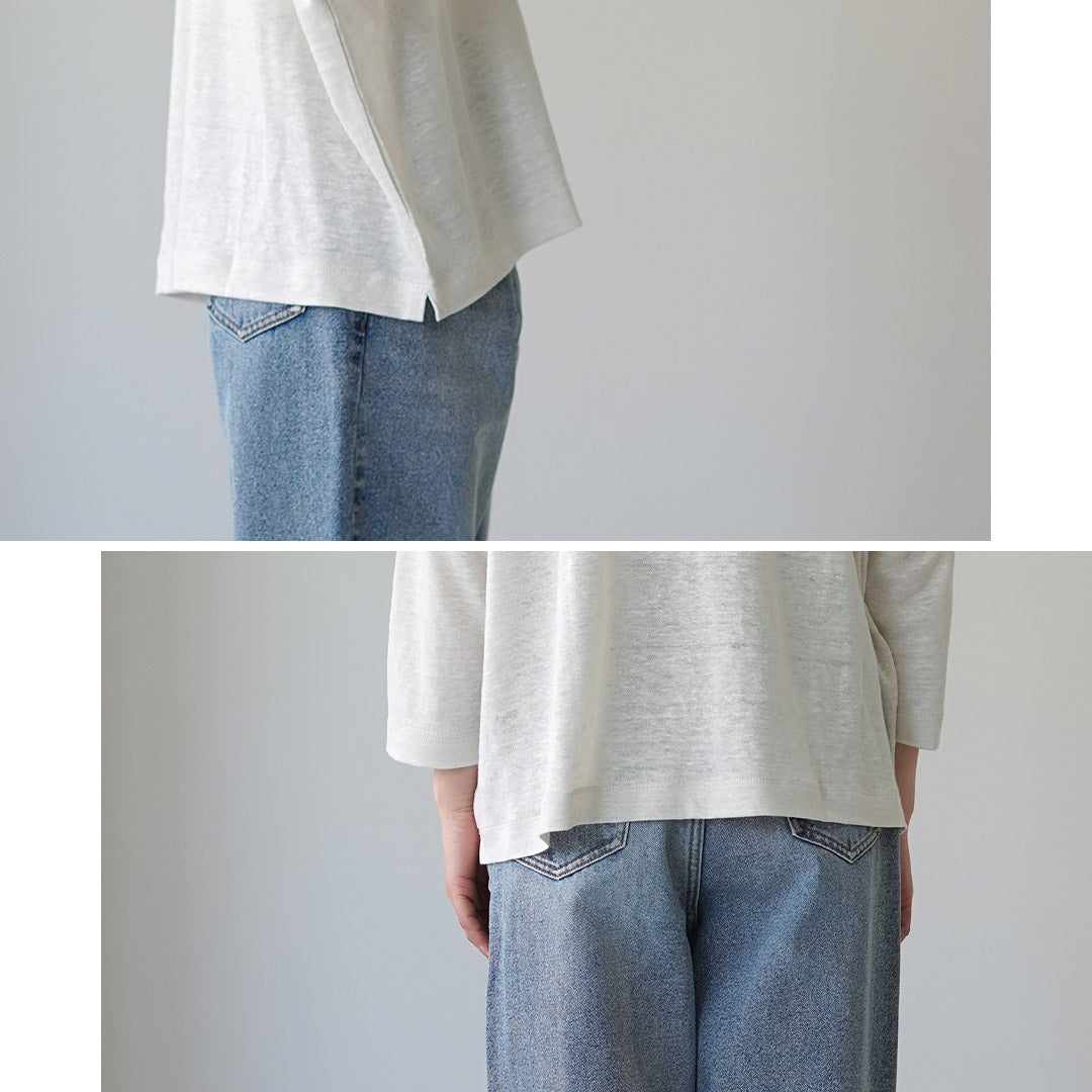MAO MADE(マオメイド) ベルギーリネン 7分袖 ワイドTシャツ 日本製