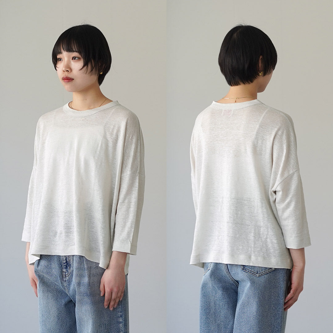 MAO MADE(マオメイド) ベルギーリネン 7分袖 ワイドTシャツ 日本製
