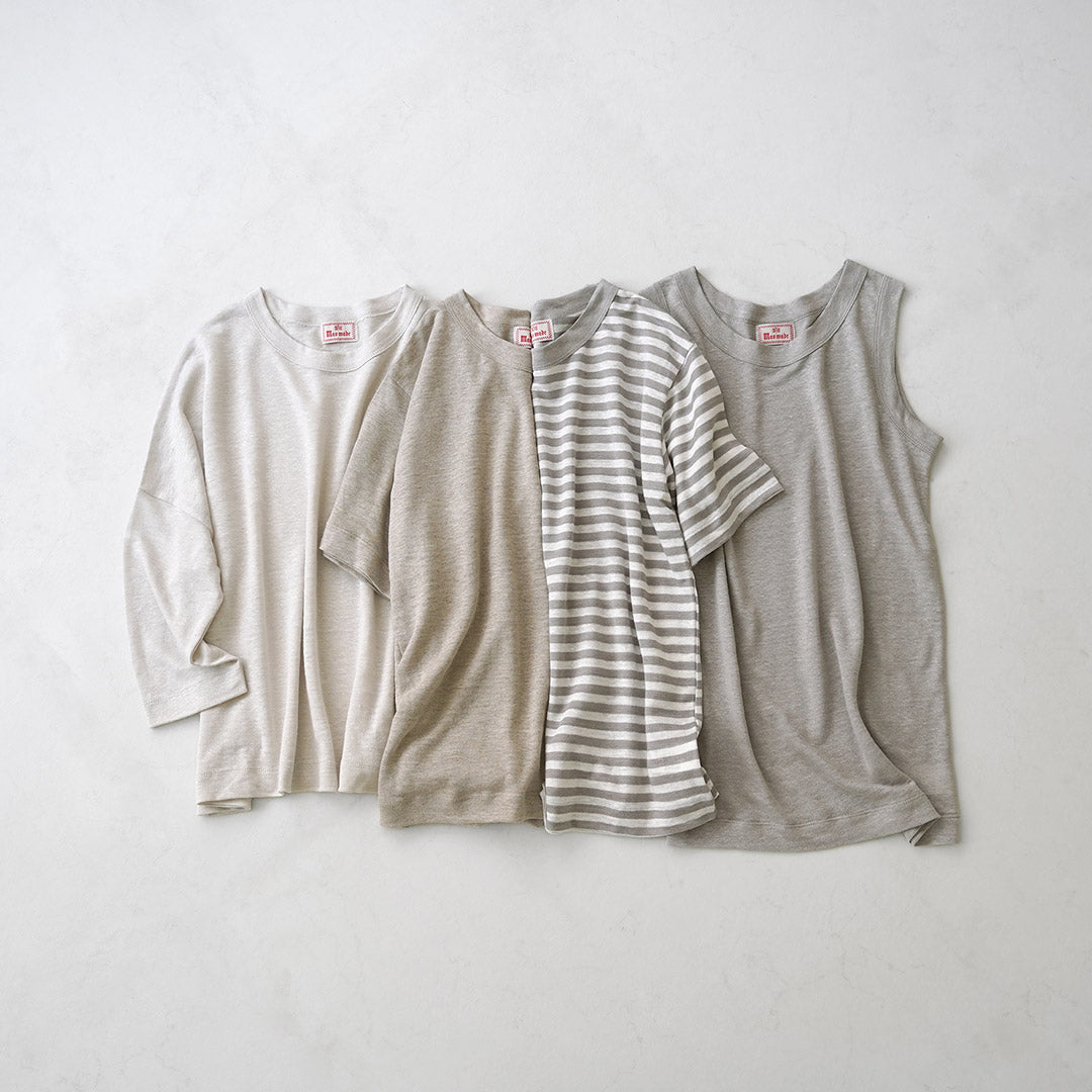 MAO MADE(マオメイド) ベルギーリネン 7分袖 ワイドTシャツ 日本製