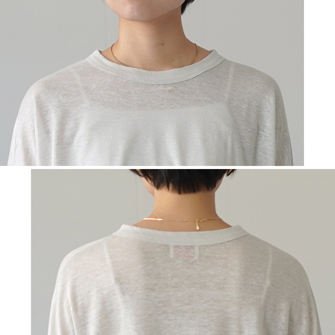 MAO MADE(マオメイド) ベルギーリネン 7分袖 ワイドTシャツ 日本製
