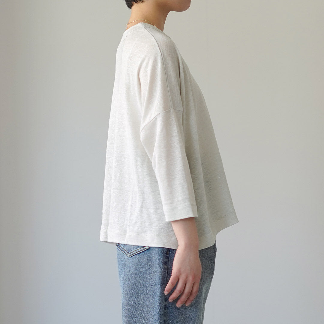 MAO MADE(マオメイド) ベルギーリネン 7分袖 ワイドTシャツ 日本製