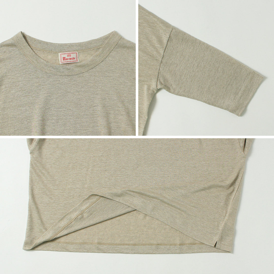 MAO MADE(マオメイド) ベルギーリネン 7分袖 ワイドTシャツ 日本製