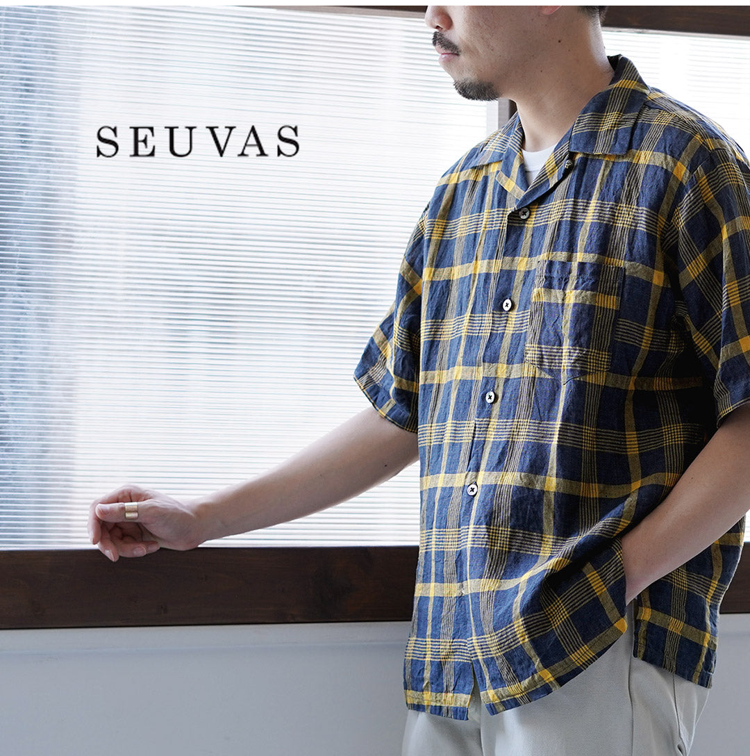 SEUVAS(ソウバス) リネン オープンカラーシャツ 日本製