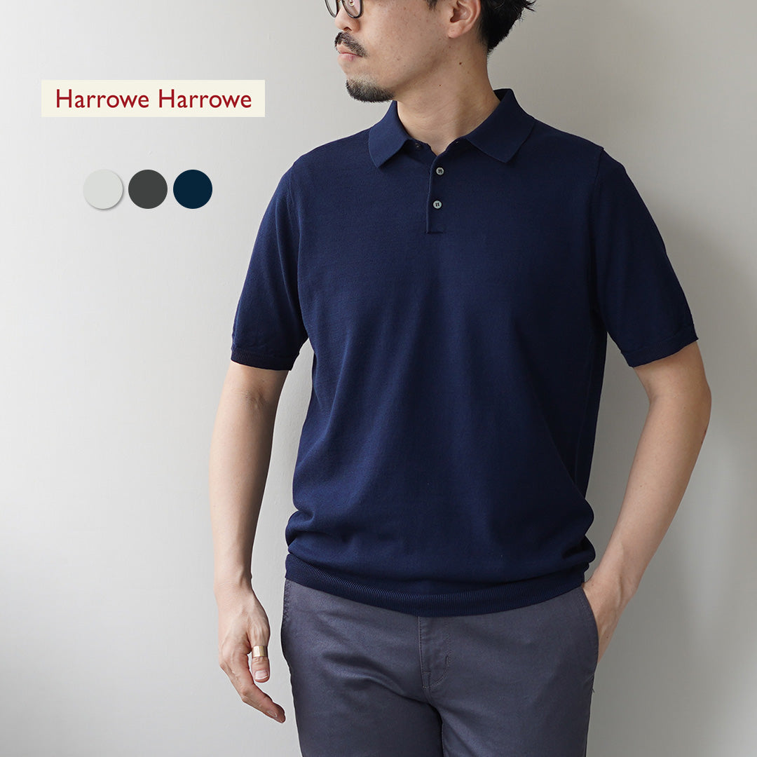 HARROWE HARROWE(ハロウハロウ) 14G アイスコットン 台襟 ポロシャツ