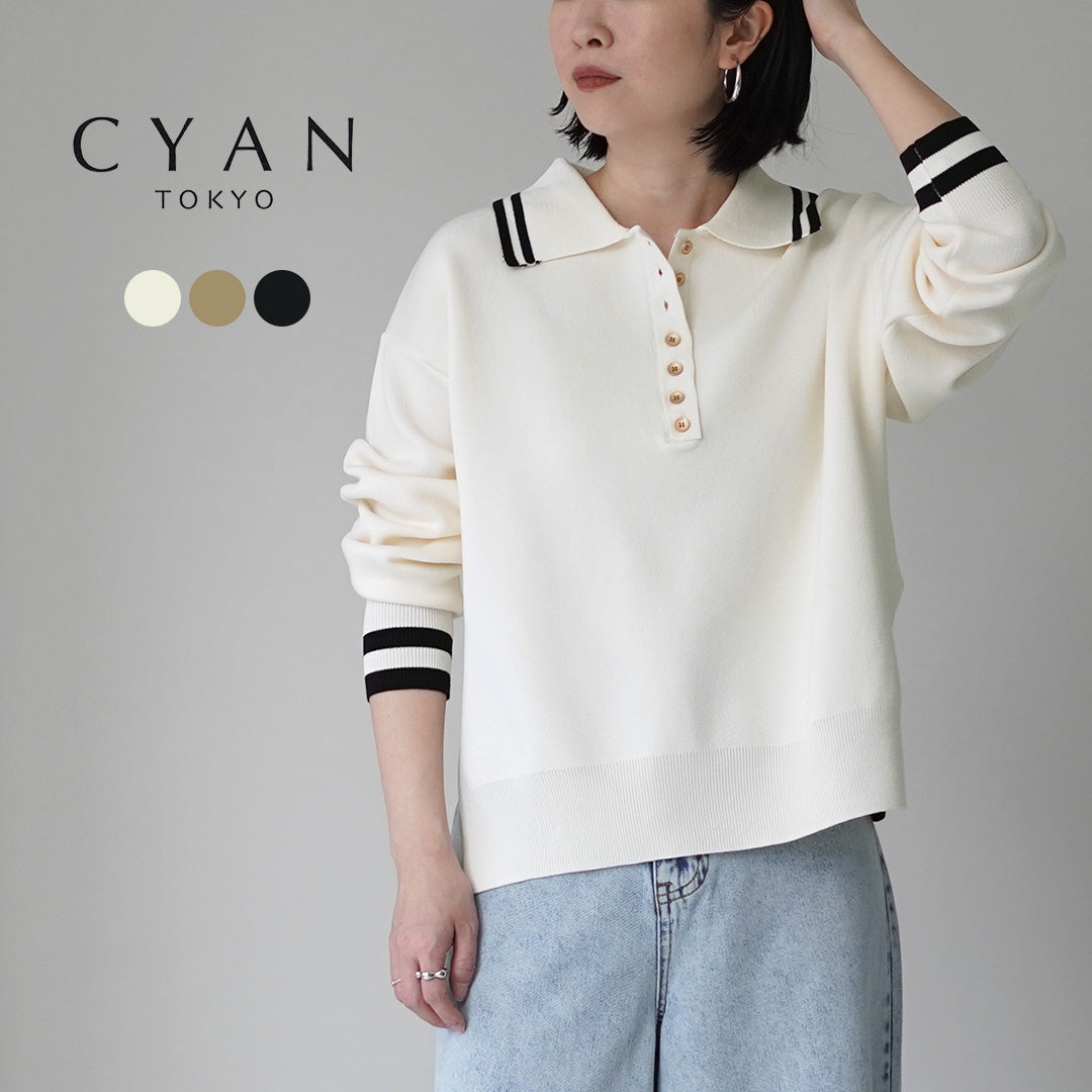 CYAN TOKYO(シアン トーキョー) プレーティングニットポロ