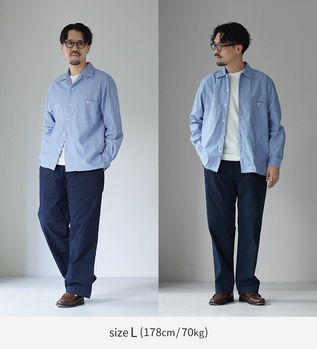 HARROWE HARROWE(ハロウハロウ) 5oz カラーネップシャンブレー オープンカラーシャツ