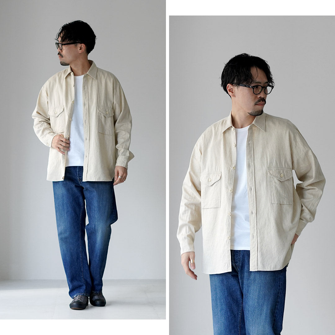 KEMA DESIGNS(ケマデザインズ) コットンリネン ファーマーシャツ
