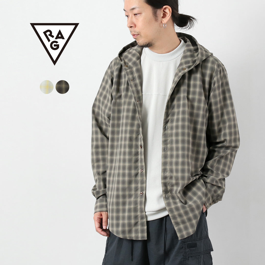 RAG(ラグ) オンブレチェック フーデッド シャツ 日本製 UVカット