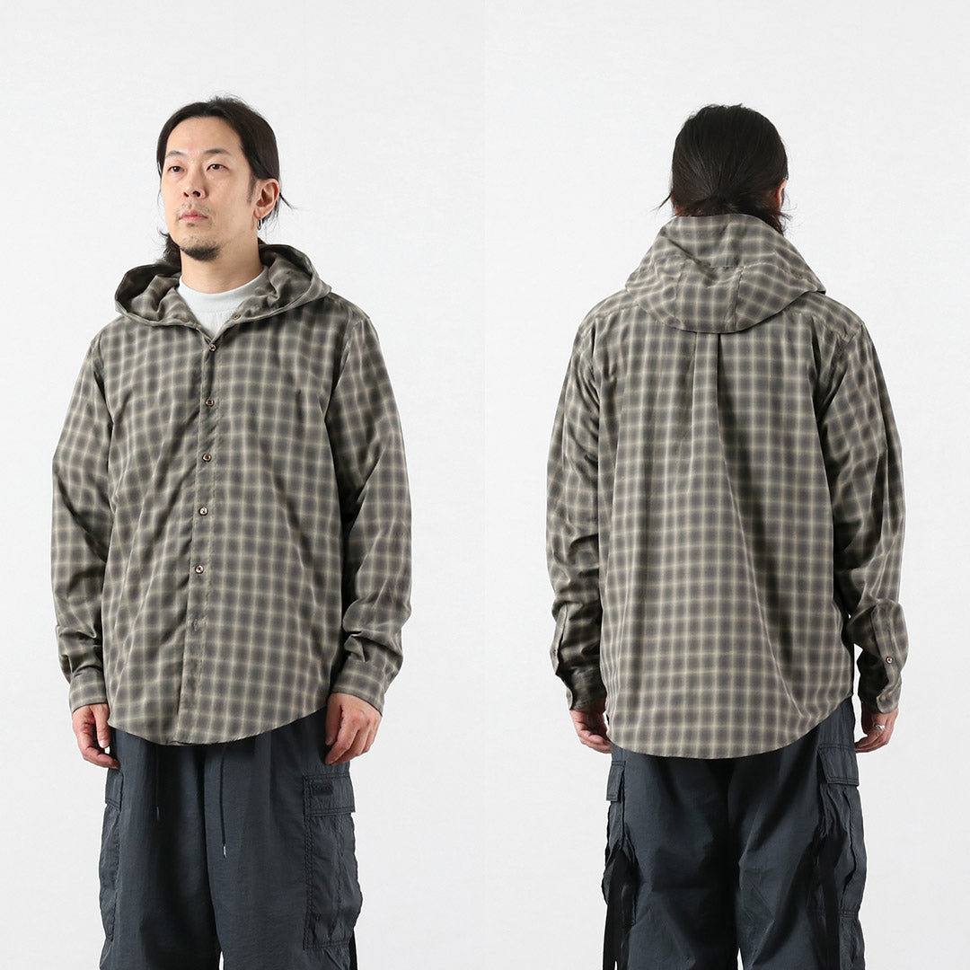RAG(ラグ) オンブレチェック フーデッド シャツ 日本製 UVカット