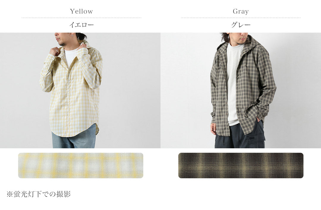 RAG(ラグ) オンブレチェック フーデッド シャツ 日本製 UVカット