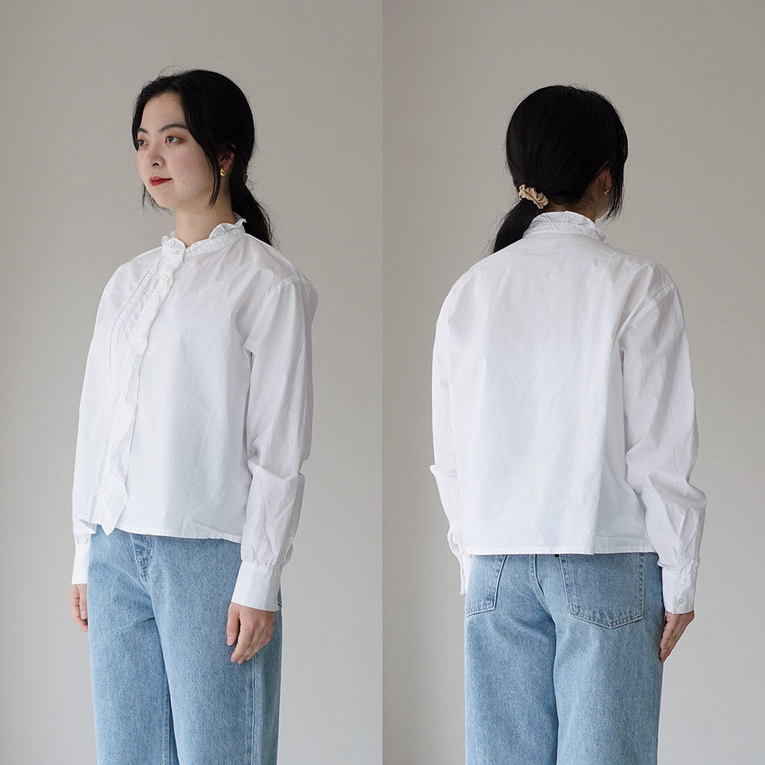 MIDIUMI(ミディウミ) フロントフリル レースシャツ 日本製