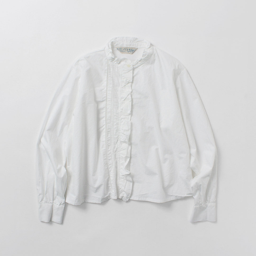 MIDIUMI(ミディウミ) フロントフリル レースシャツ 日本製