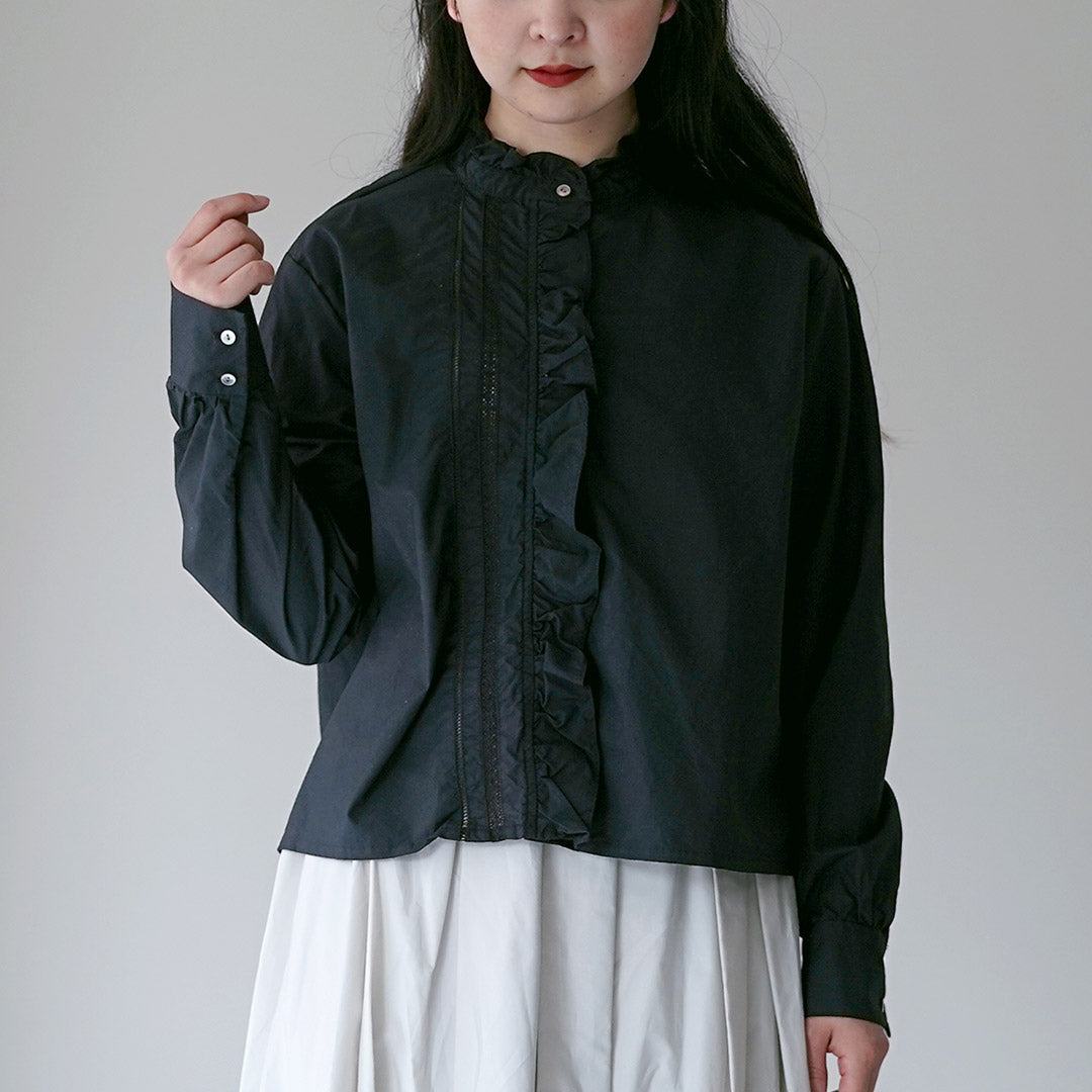 MIDIUMI(ミディウミ) フロントフリル レースシャツ 日本製