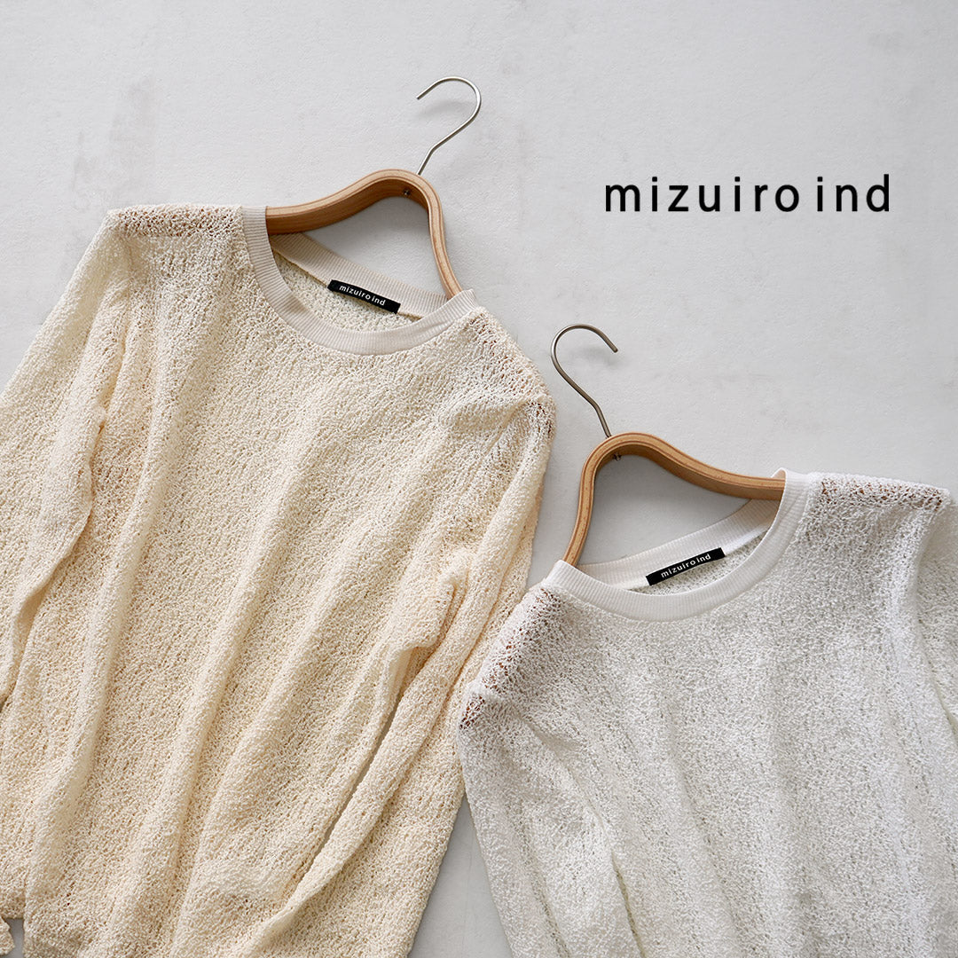 mizuiro ind(ミズイロインド) レース クルーネック Tシャツ 日本製