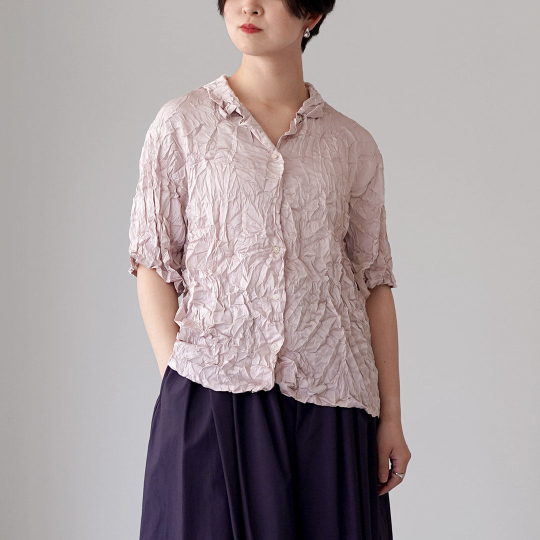mizuiro ind(ミズイロインド) ワッシャー ハーフスリーブ シャツ 日本製