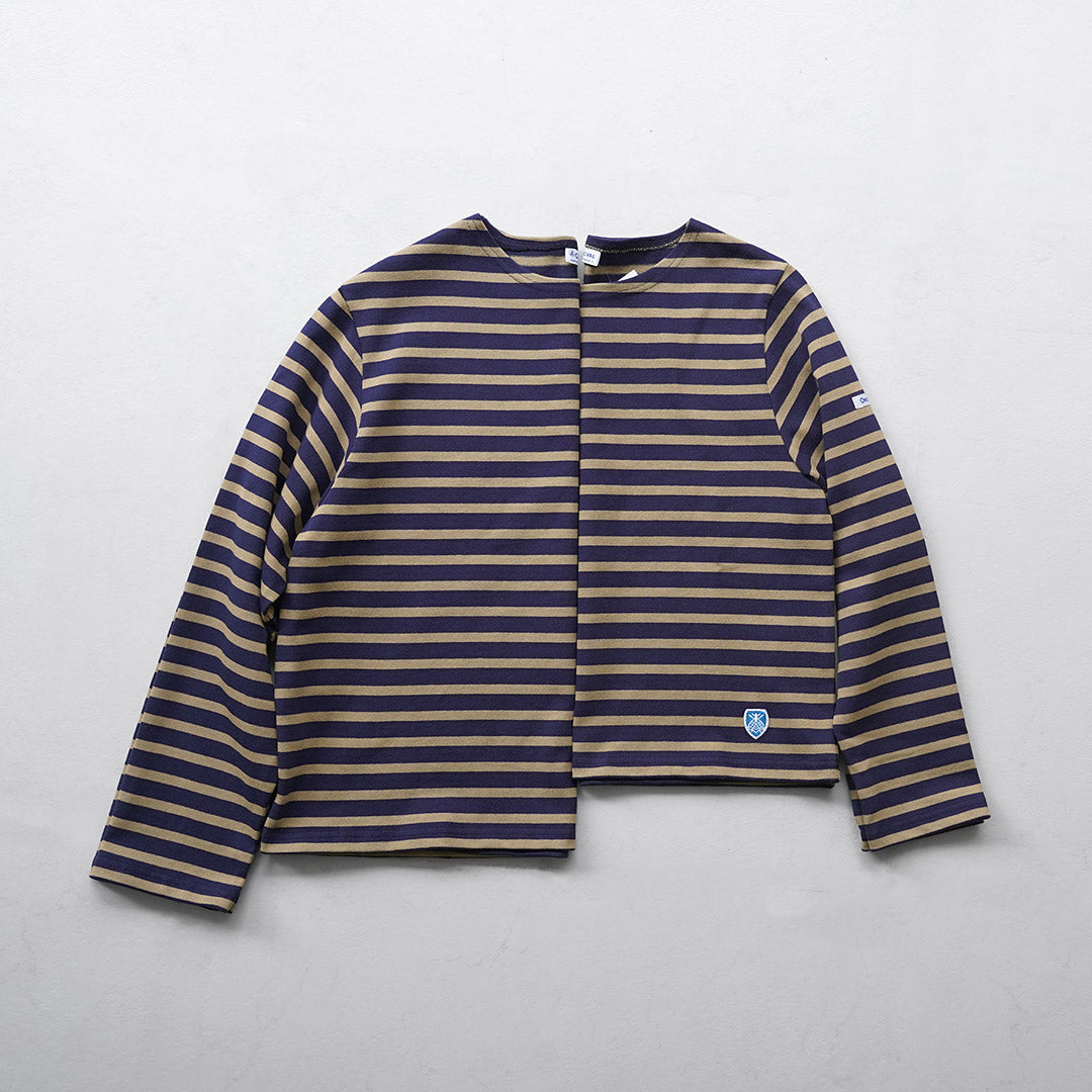 ORCIVAL(オーシバル) #B611 クルーネック クロップド ロングスリーブ プルオーバー ボーダー フランス製