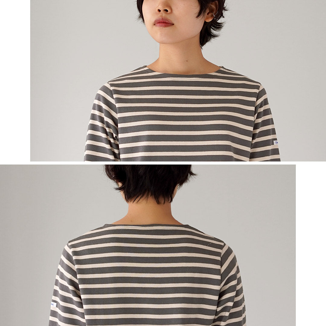 ORCIVAL(オーシバル) #B611 クルーネック クロップド ロングスリーブ プルオーバー ボーダー フランス製