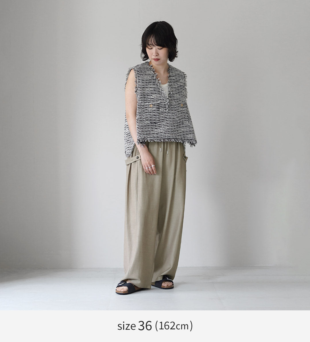 CYAN TOKYO(シアン トーキョー) サイドアジャスト リネン ワイド パンツ