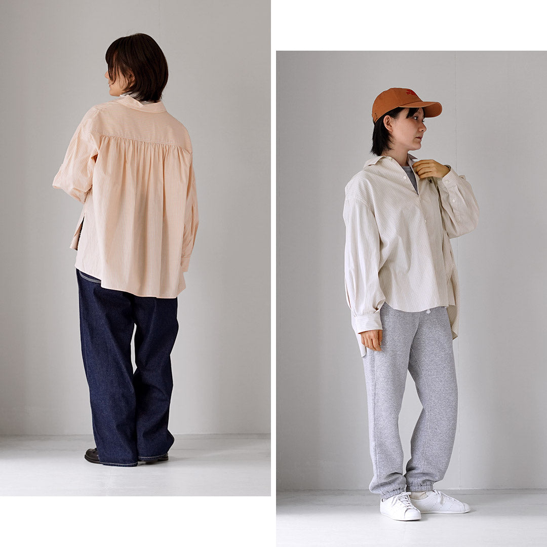 GYMPHLEX(ジムフレックス) レギュラーカラー チュニックシャツ ギャザー