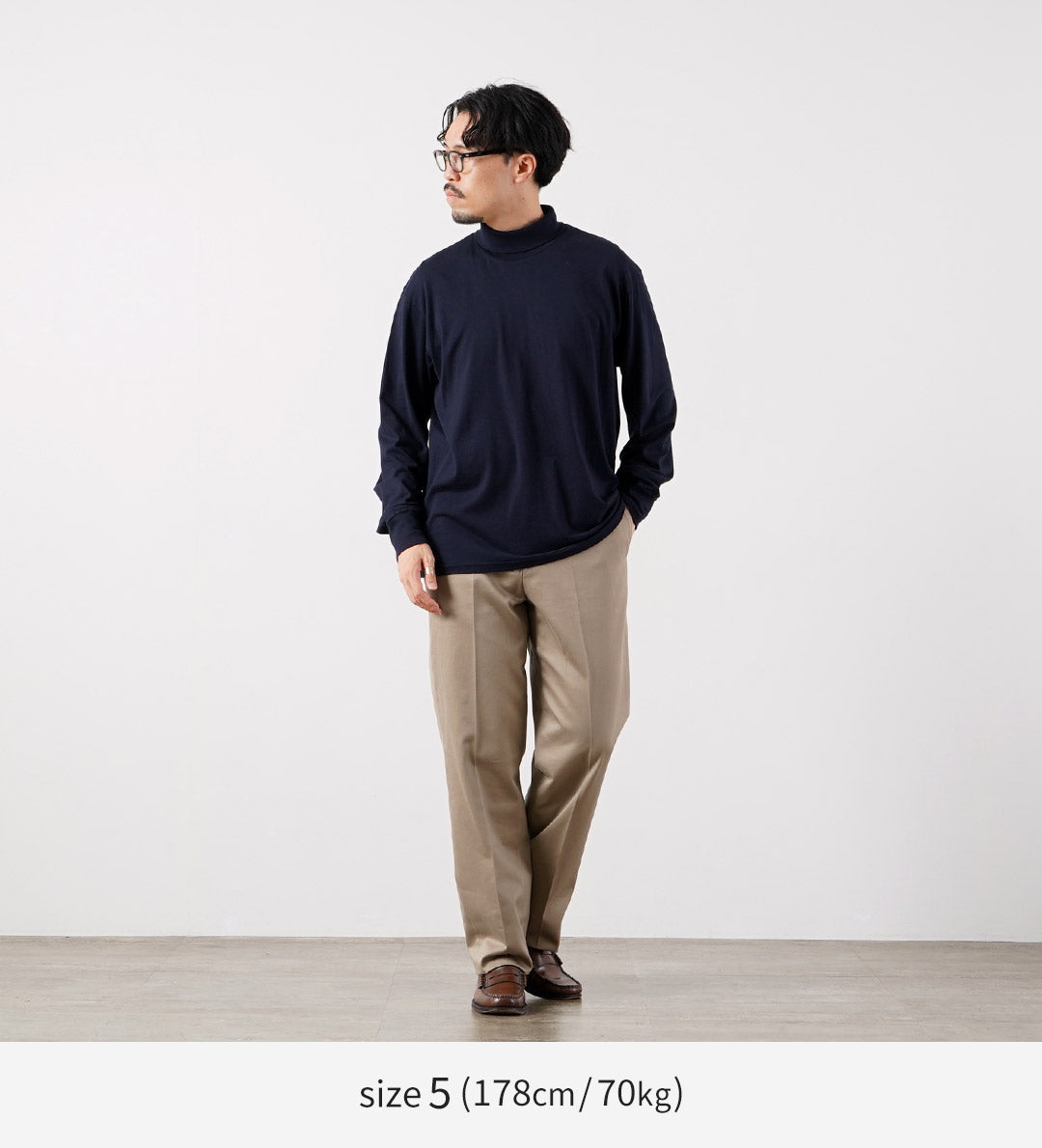 FILMELANGE(フィルメランジェ) コード コットンカシミヤ天竺 タートルネックTシャツ 日本製