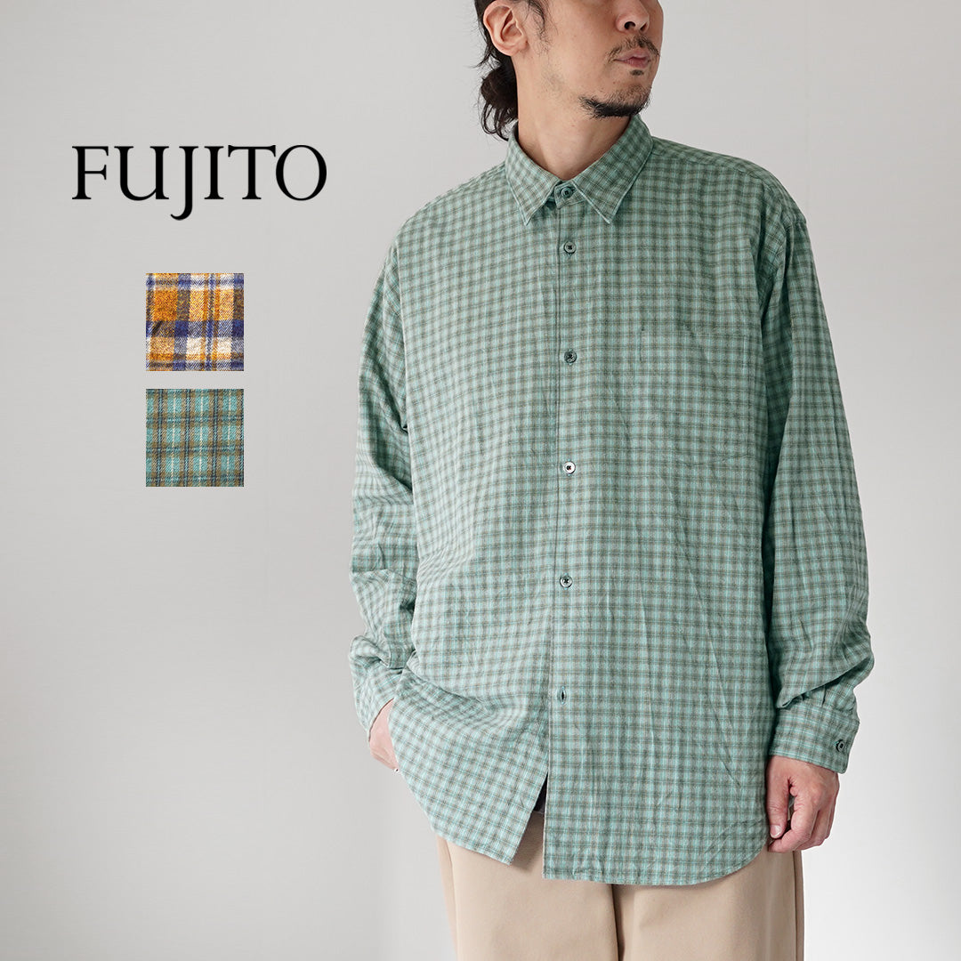 FUJITO(フジト) コットンネル チェック ビッグサイズシャツ 日本製