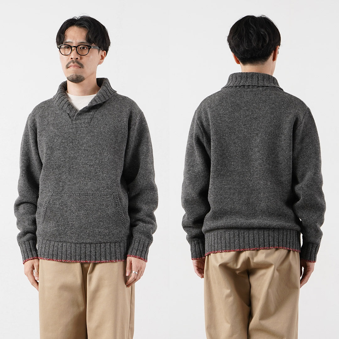 FUJITO(フジト) シェットランド×メリノウール ショールカラーセーター ニット 日本製