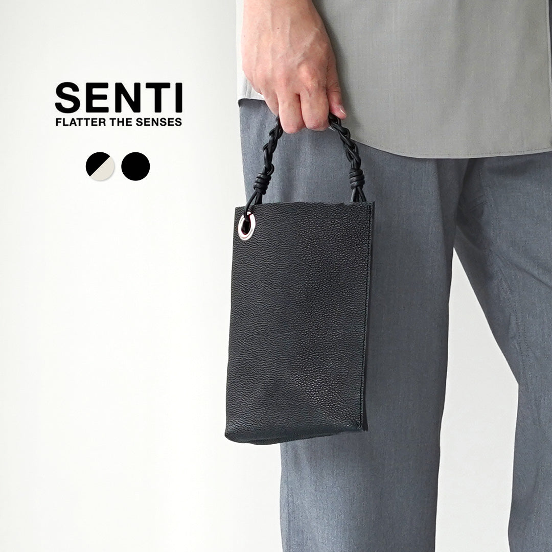 SENTI(センティ) シュリンクレザー チェーンハンドル ミニバッグ ハンドバッグ 日本製