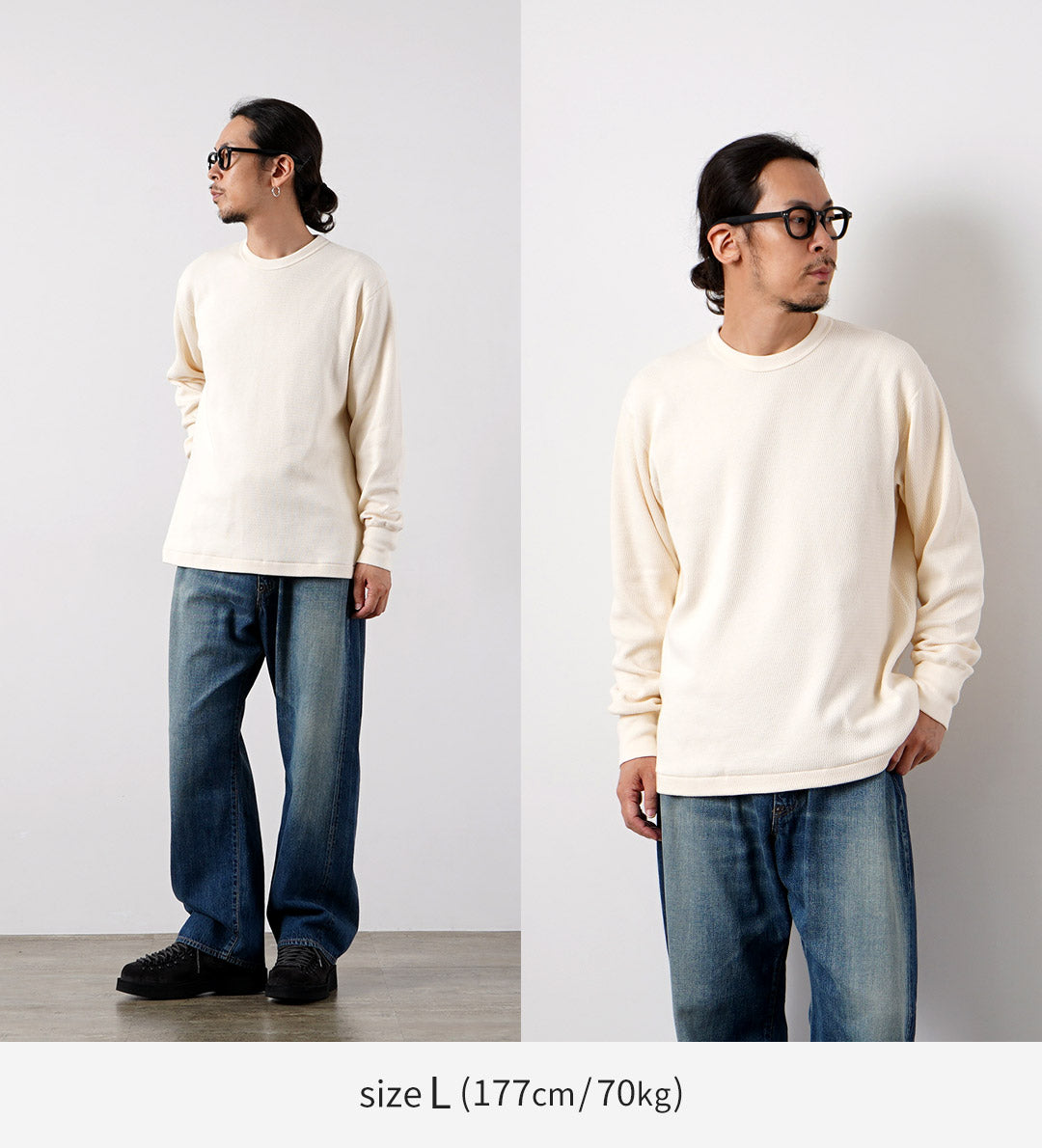 HEALTHKNIT(ヘルスニット) サーマルキング ラッセル ハニカム クルーネック ロングスリーブ