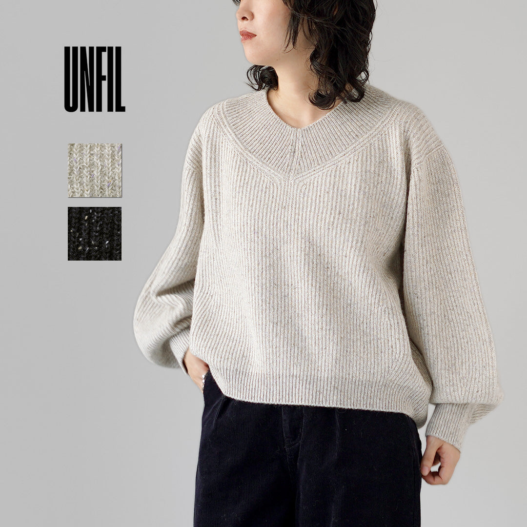 UNFIL(アンフィル) ウールコットン&シルクネップ ニット プルオーバー 日本製