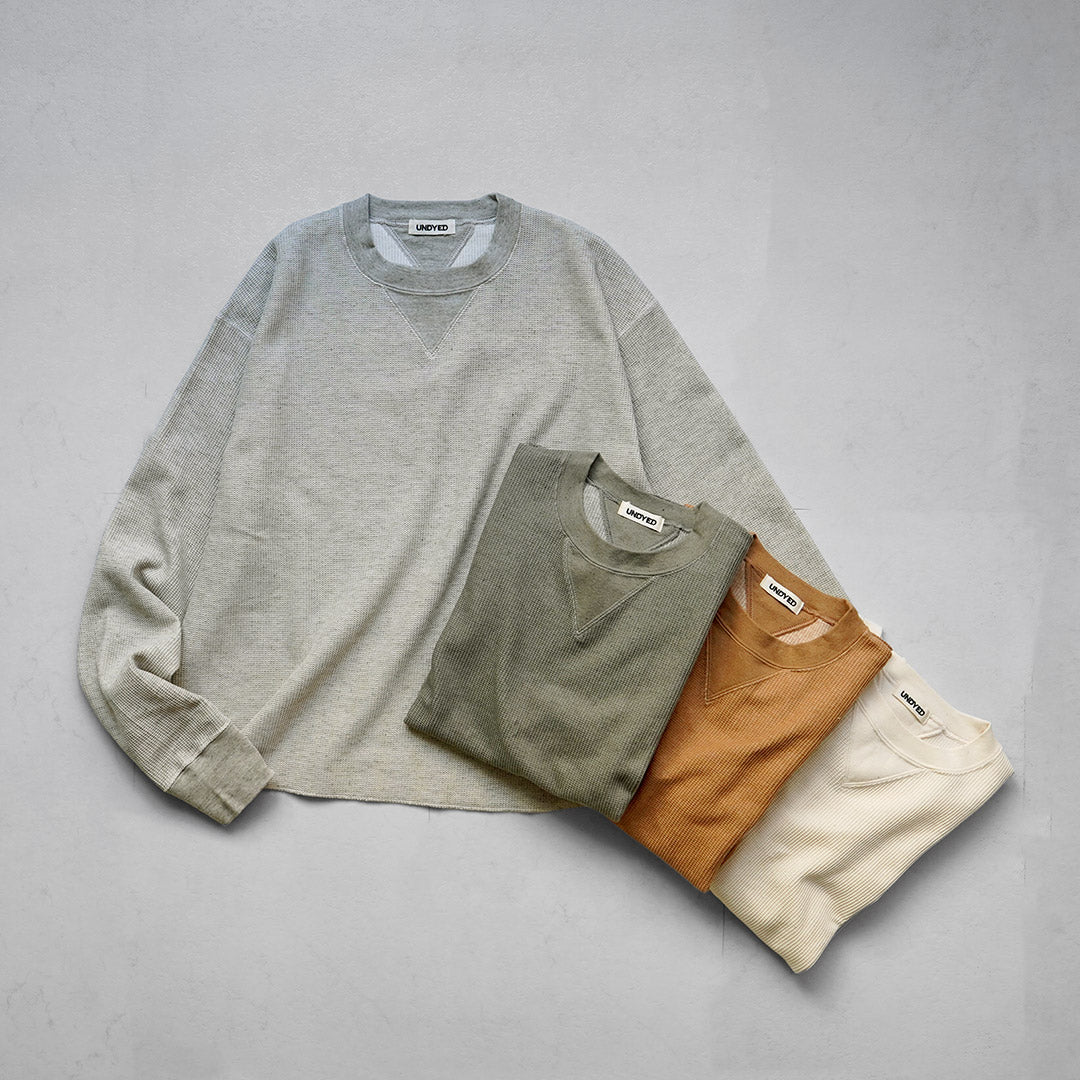 UNDYED(アンダイド) ワッフル ガゼットクルー Tシャツ 日本製