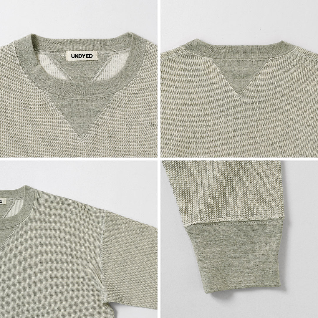UNDYED(アンダイド) ワッフル ガゼットクルー Tシャツ 日本製
