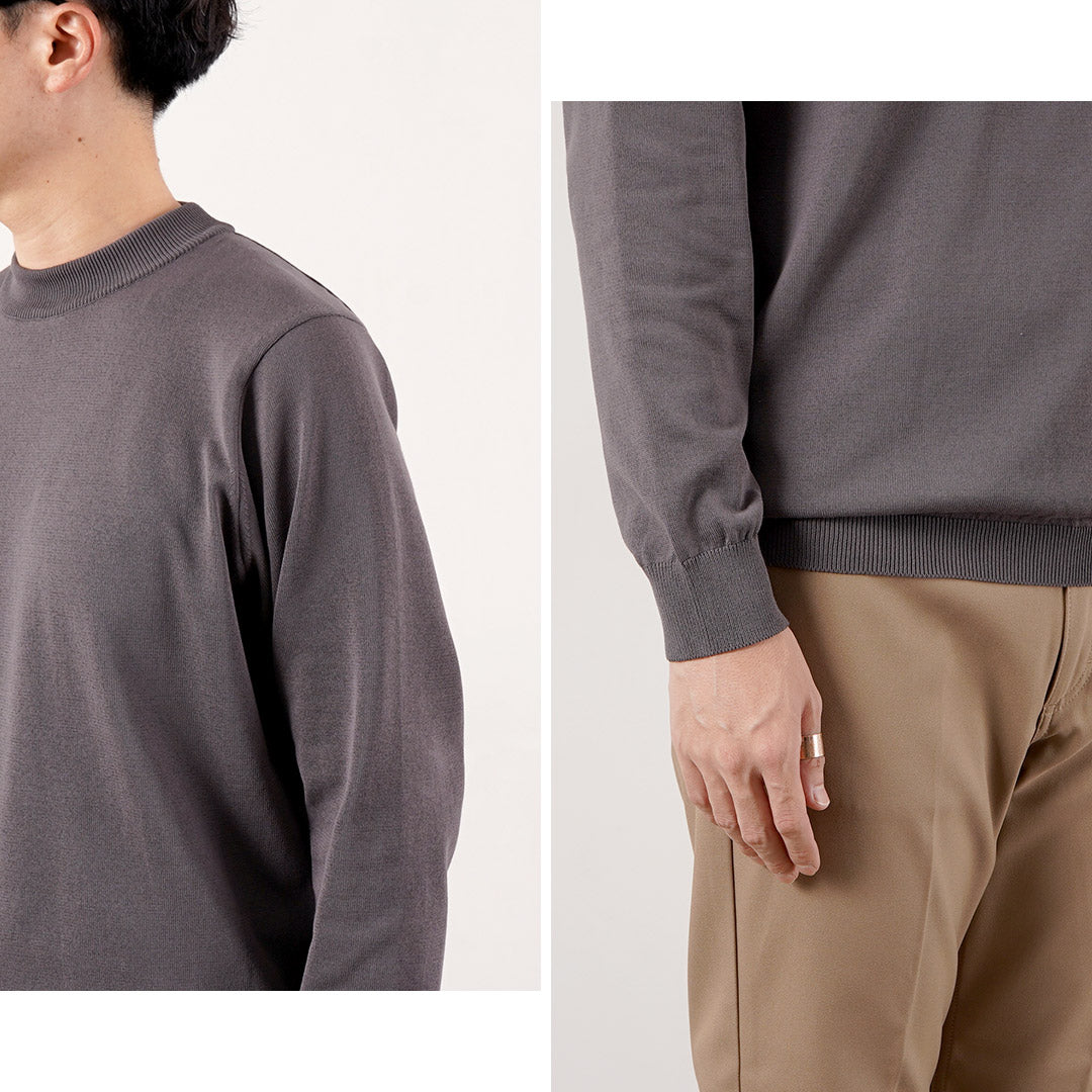RINASCENTE(リナシェンテ) 別注 ハイブリッド ウォッシャブル 沼ネック ロングスリーブ ニットTシャツ 日本製