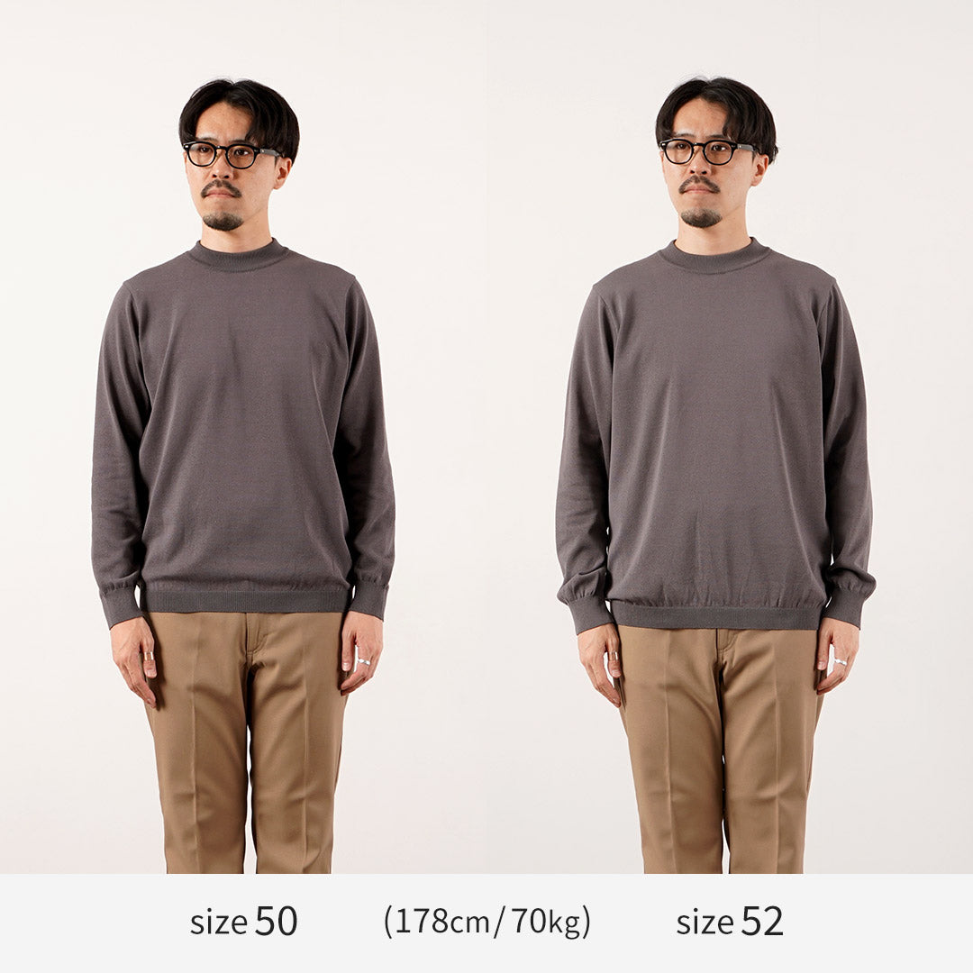 RINASCENTE(リナシェンテ) 別注 ハイブリッド ウォッシャブル 沼ネック ロングスリーブ ニットTシャツ 日本製