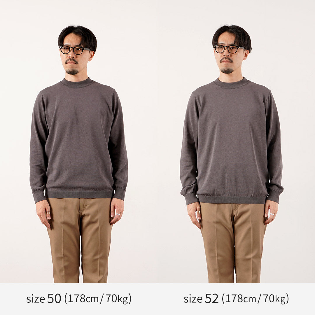 RINASCENTE(リナシェンテ) 別注 ハイブリッド ウォッシャブル 沼ネック ロングスリーブ ニットTシャツ 日本製